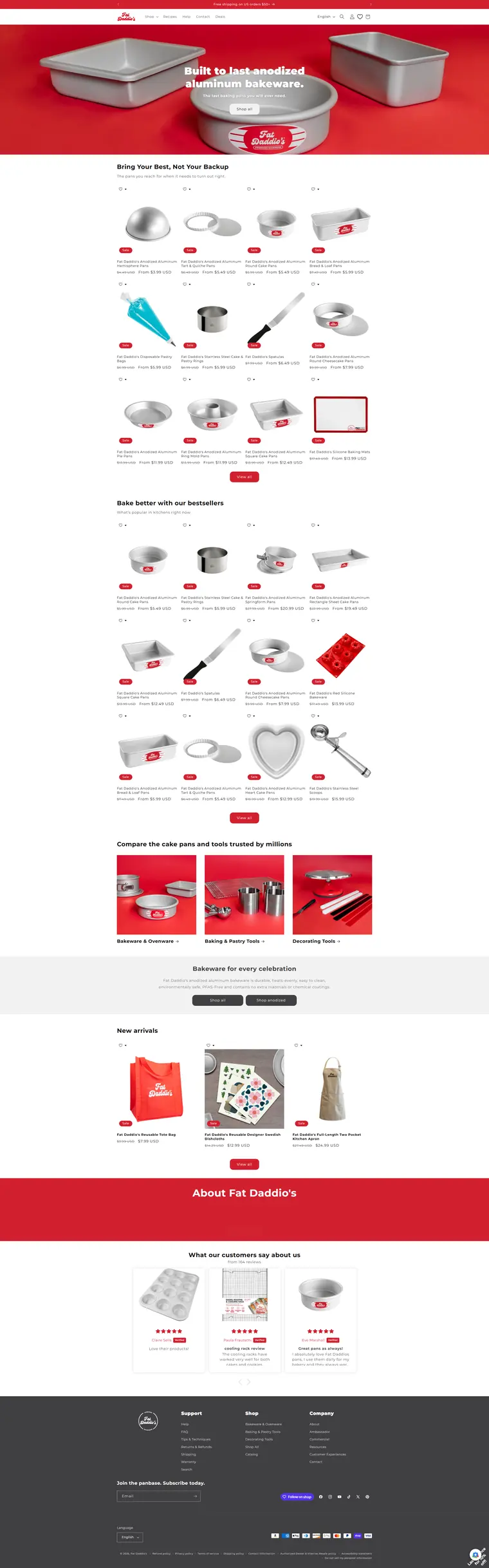 Full-page screenshot of the FatDaddio's online store